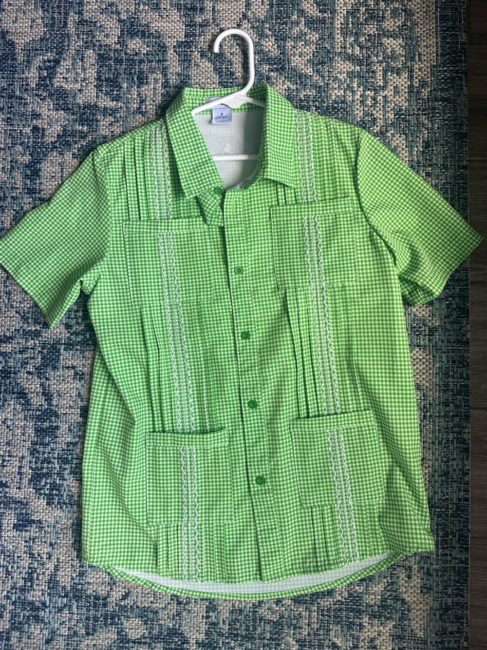 Blue Quail boys bright green button up